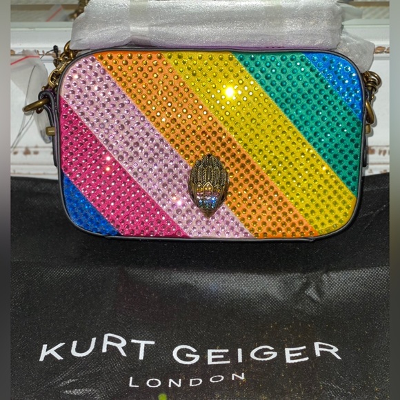 Kurt Geiger London Kensington Small Rainbow Rhinestone Embellished Camera Bag - Picture 2 of 11